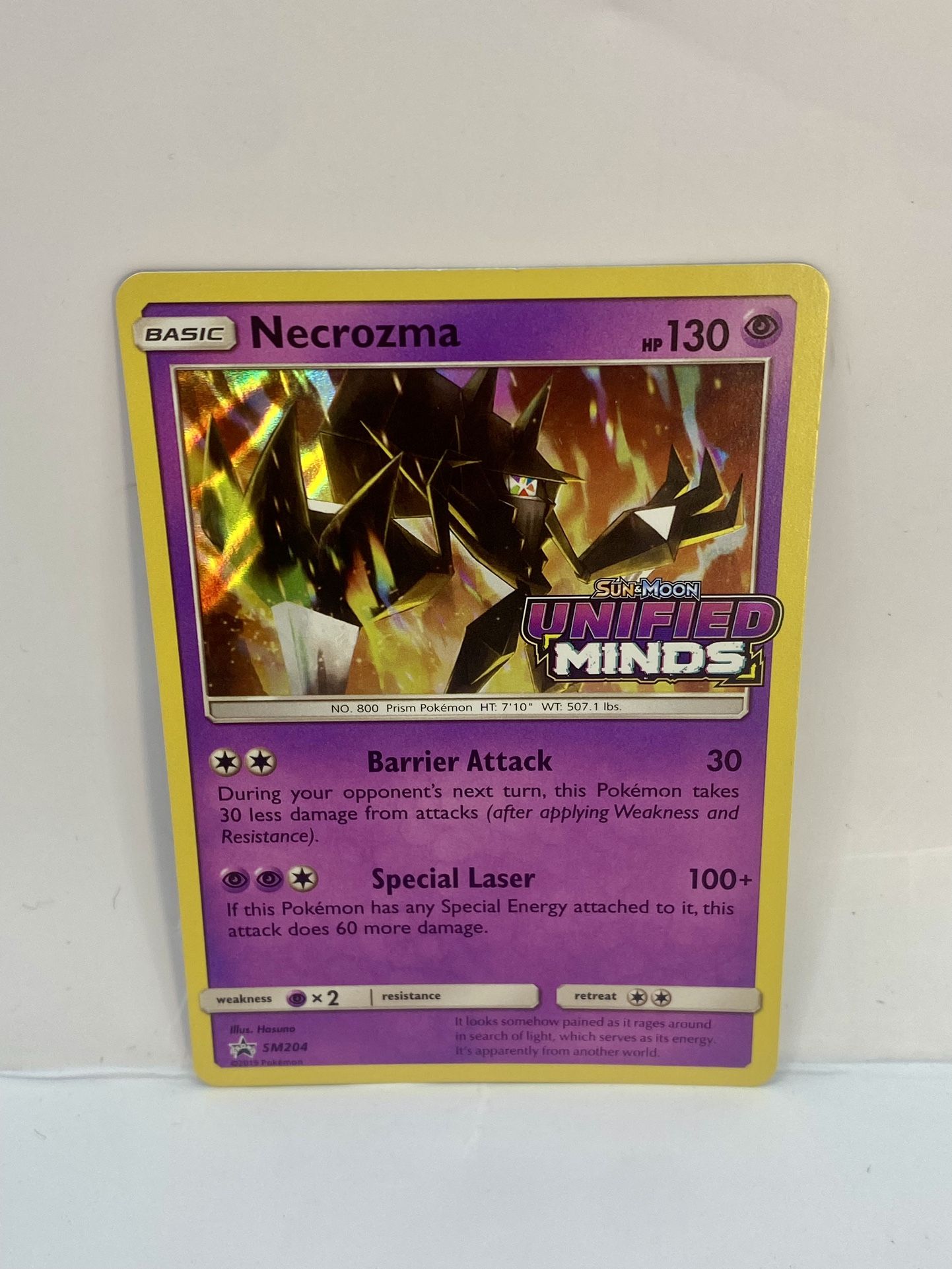 Pokemon TCG:SM UNIFIED MINDS PROMO NECROZMA SM204 RARE PRERELEASE HOLO NM Stamp
