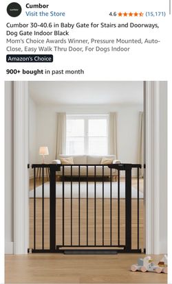 Cumbor Black Baby Gate for Stairs and Doorways