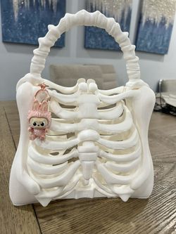 Bone Bag With Labubu Purse Charm