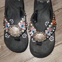 MONTANA WEST ~ WEDGE ~ FLOWER ~ FLIP FLOPS sz6