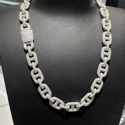 Pass Diamond Tester VVS Moissanite 15mm Puff Link Chains 22 Inch