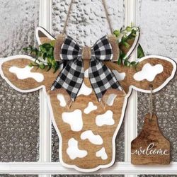 ‼️ Brand New Door / Wall Wreath Cow Head Message If Interested ‼️