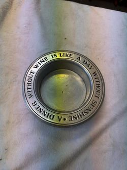Vintage Wilton Armetale Pewter Wine Bottle Coaster - Galileo Quote 6"