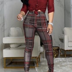 Plaid Pants Set