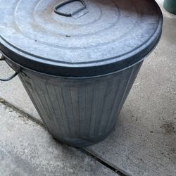 Galvanized Trash Can 