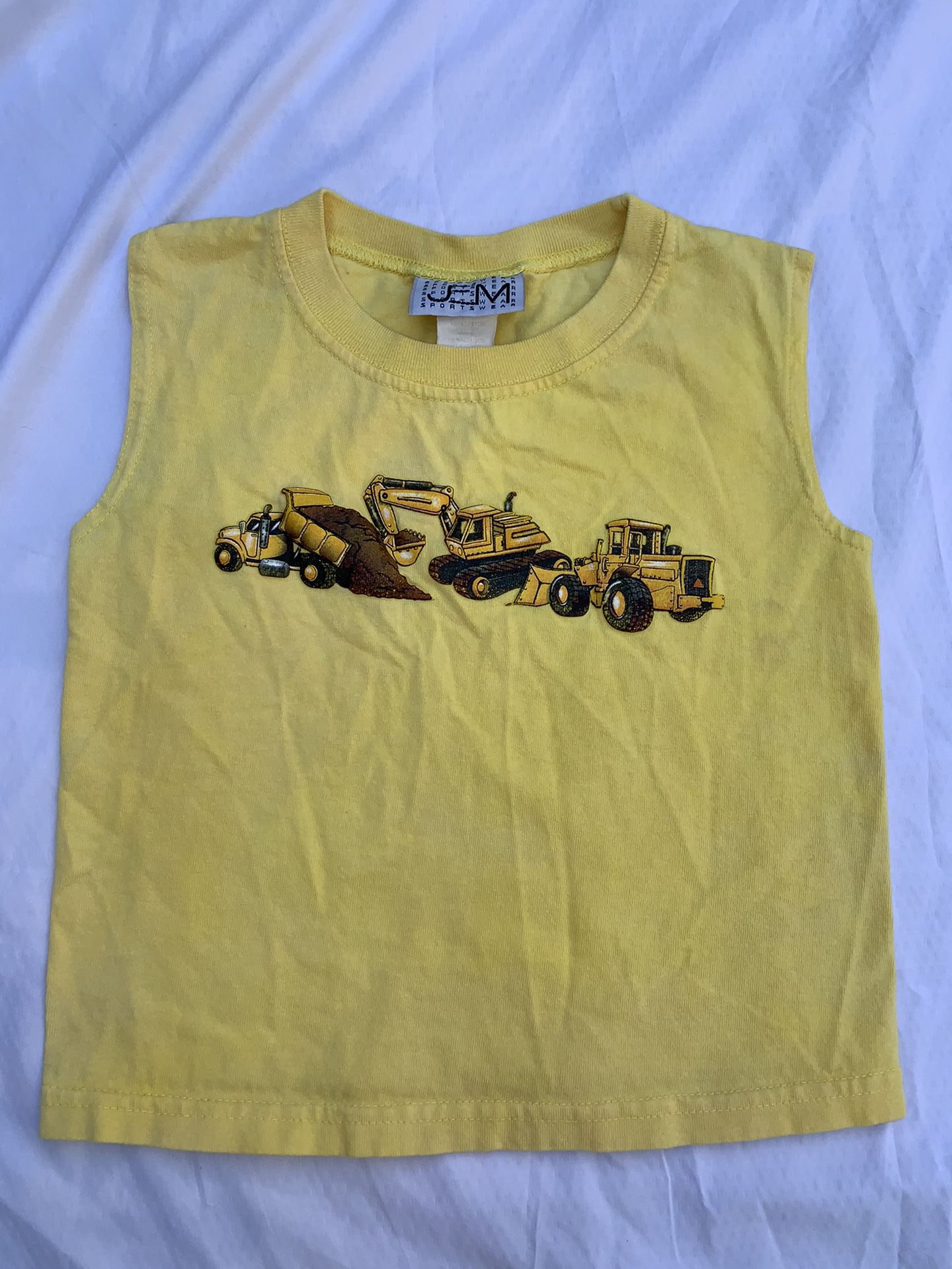 Boys size 4T sleeveless yellow bulldozer shirt