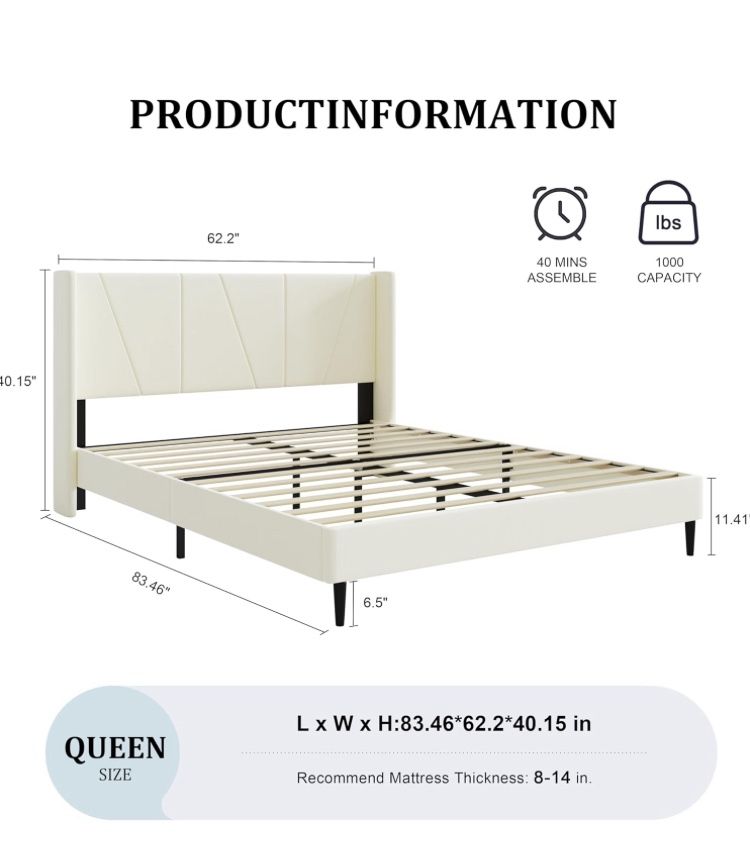 Queen Velvet Bed Frame With Mattress Included $380 - Same Day Delivery Available - Hablo Espanol