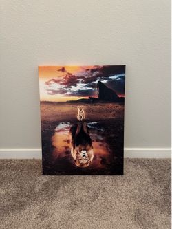 Lion Cub Reflection Canvas Wall Art