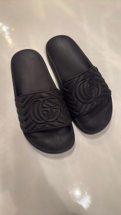Gucci GG Matelassé Black Slide Sandals – Size 7.5
