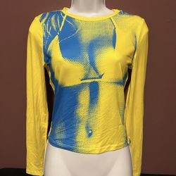 New Yellow & Blue Longsleeve Top Fits Small