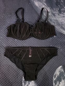 Adore Me Black Sheer Bra & Panty Set 38C / Medium – Never Worn