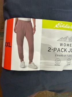 Eddie Bauer Women's XXL            2-Pack Lounge Pants Fleece Joggers 1 Mauve 1 Blue w Pockets