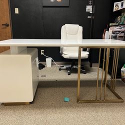 White and Gold Office Desk