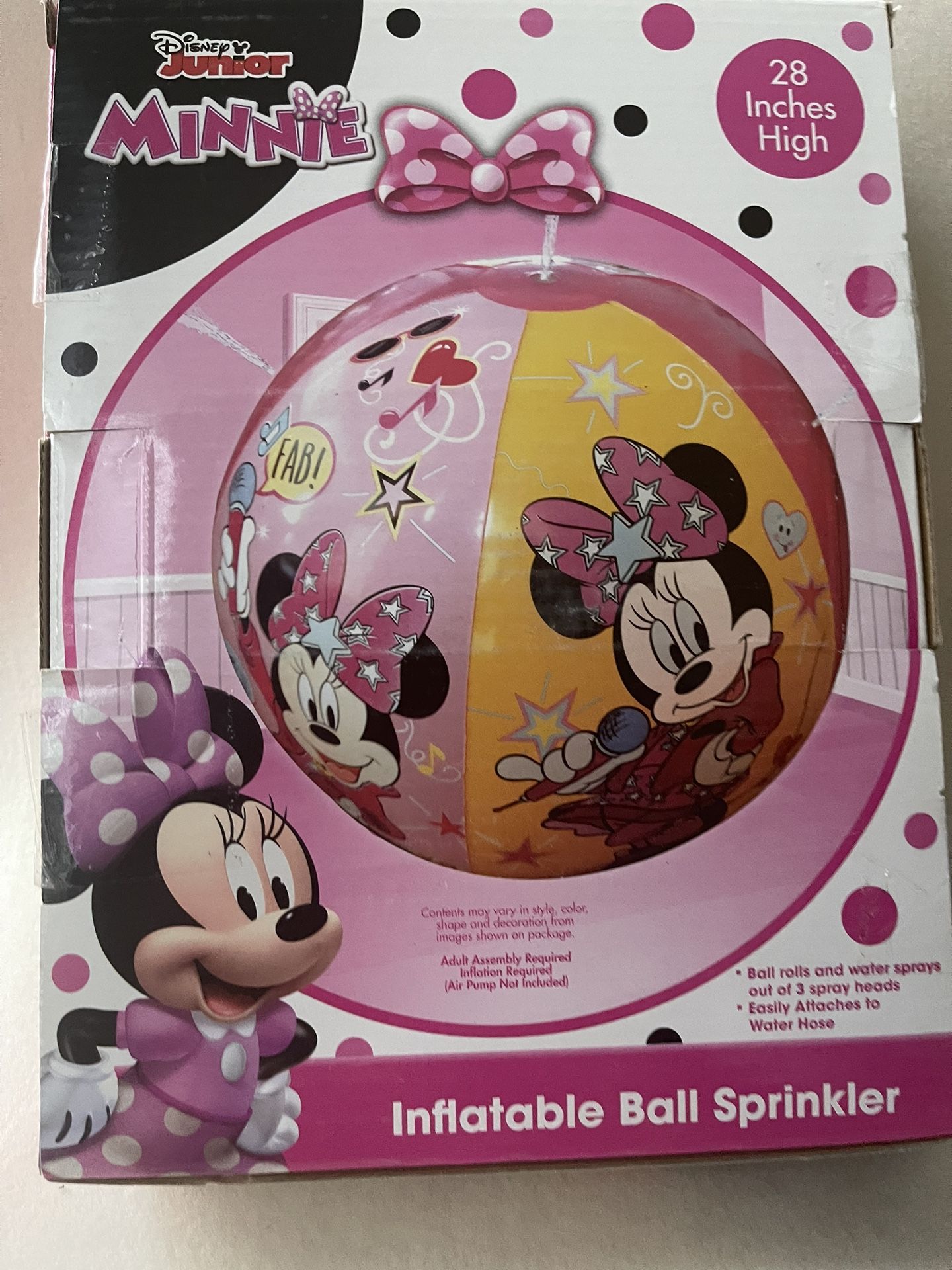 Disney Jr Minnie Mouse 28" Inflatable Ball Sprinkler