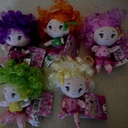 Set of 5 Cutie Curls Plush Dolls – New with Tags
