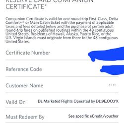 Delta Airline Companion Certificate