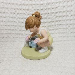 Maggie Murphy “Building Friends the collectors studio . Ceramic Figurine girl playing with bunny & picking flowers . 