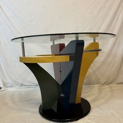 Retro Vintage 1980s Italian Geometric Memphis Table! Postmodern CAN DELIVER! 