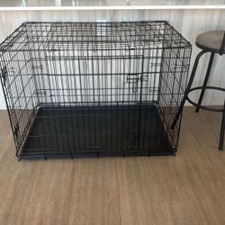 Vibrant Life Wire Dog Crate, Double-Door, Divider and Leak-Proof Tray, Metal, Foldable, Durable, Black