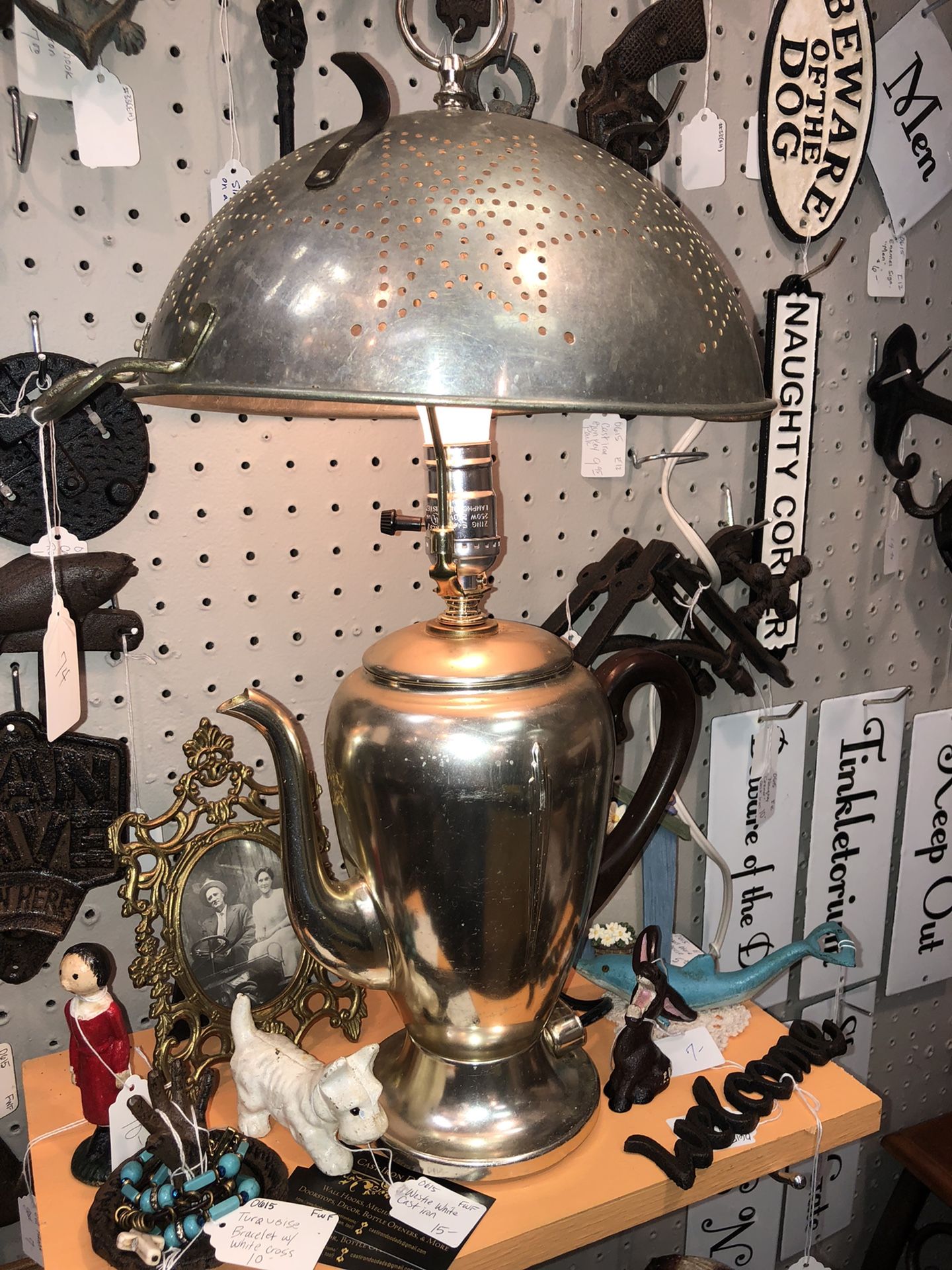 Farmhouse Style Vintage Colander/Percolator Lamp