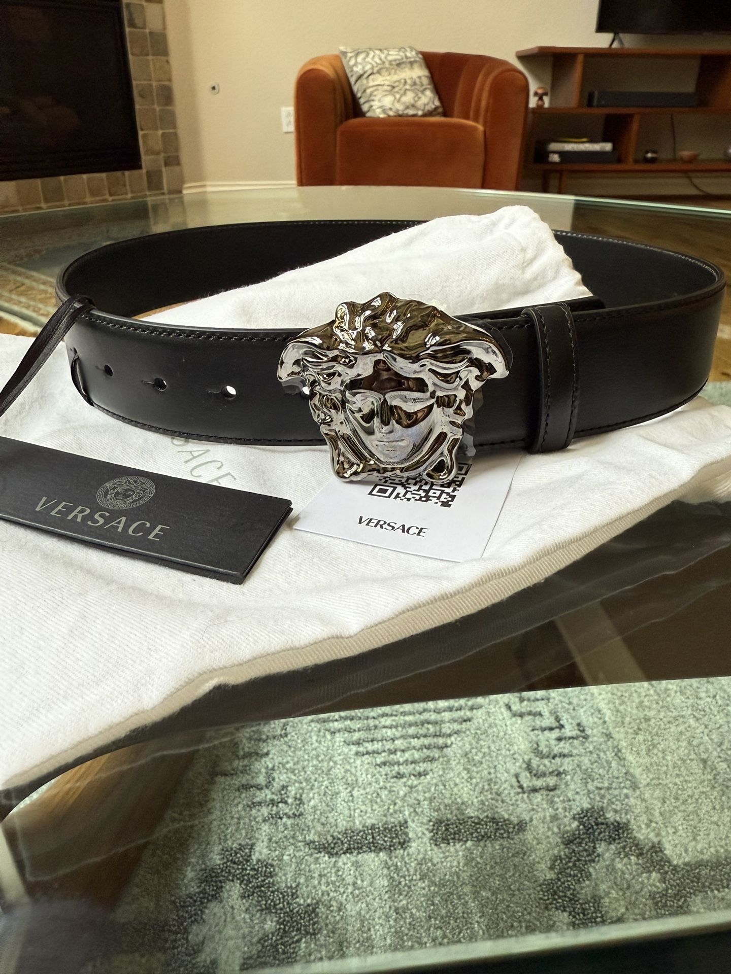 LA MEDUSA LEATHER BELT 4 CM Black