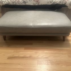 Grey Ottoman/Bench- Leather 