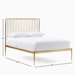West Elm Gold Queen MCM Bed Frame