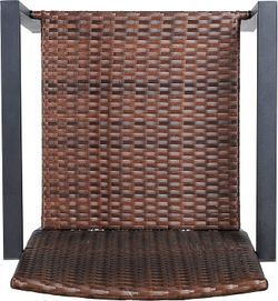 Wicker Bistro Armchair – Dark Brown Rattan Patio Chair with Curved Armrests, Halloween Party
