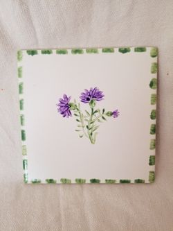 Farmhouse Painted Tile Trivet - Signed 1998