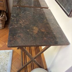 A Pai Of Mid Century Faux Marble Folding Tables