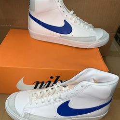 Brand new men's Nike Blazer '77 Vintage Mid White Game Royal shoes size 9.5,10.5,11 and 12 available 