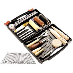 BAGERLA 50 Pieces Leather Working Tools and Supplies with Leather Tool Box