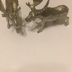 Pewter Moose Elk Salt and Pepper Shaker Set