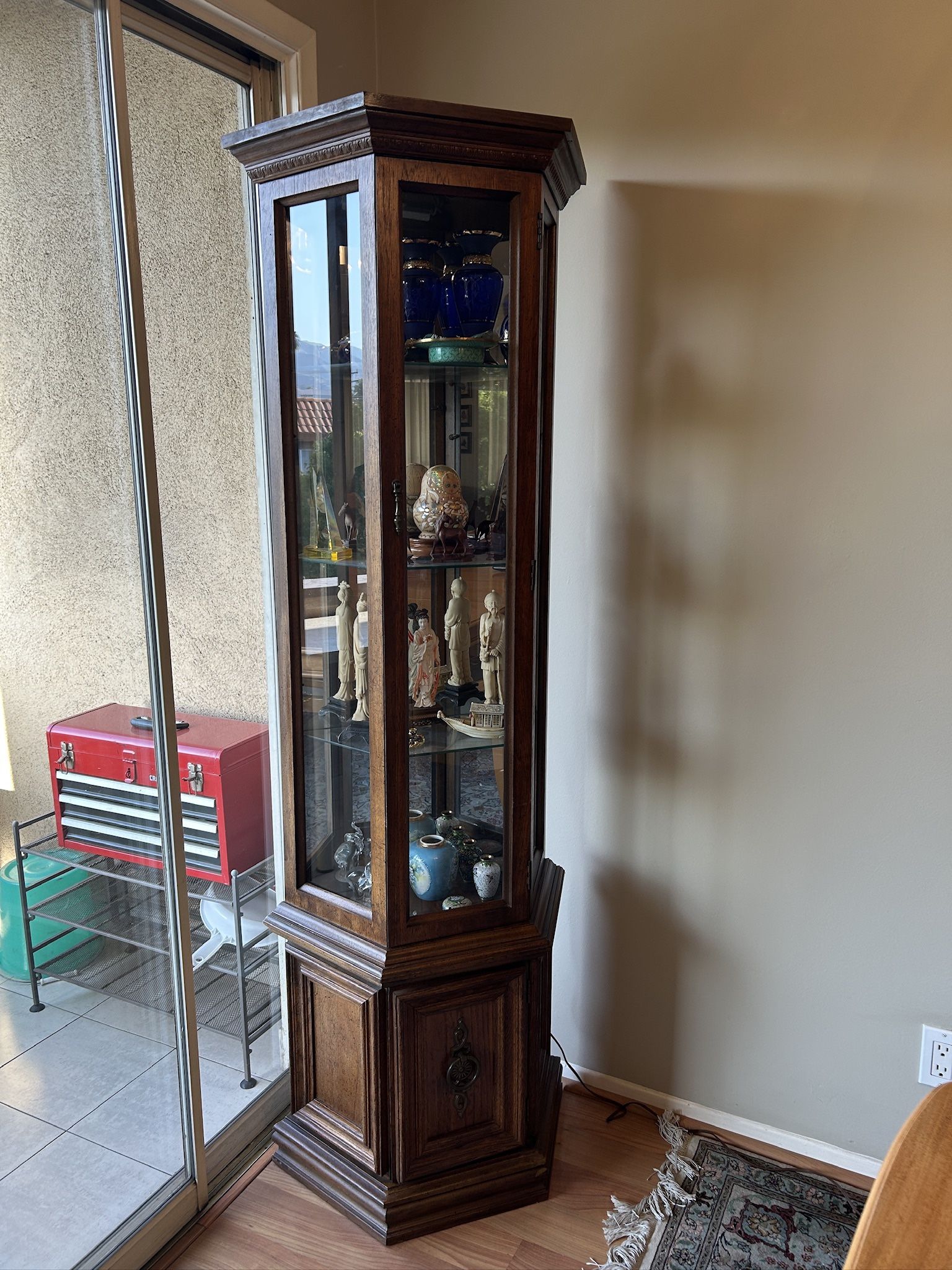 Tall Mirrored Curio Cabinet Vintage.