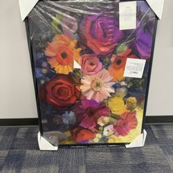 Framed Canvas Flower Picture 