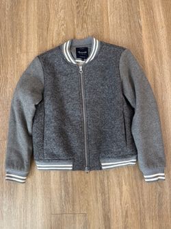 Madewell Gray Wool Bomber Jacket