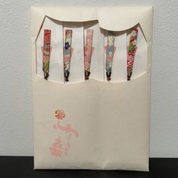 Japanese Decorative Chopsticks Hashi Wood 5pc Set Floral Showa Vintage Japan NEW