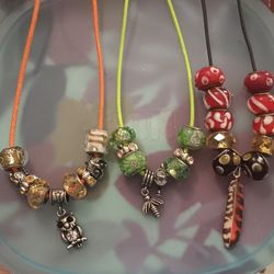 3 Necklaces On Colored Chains 