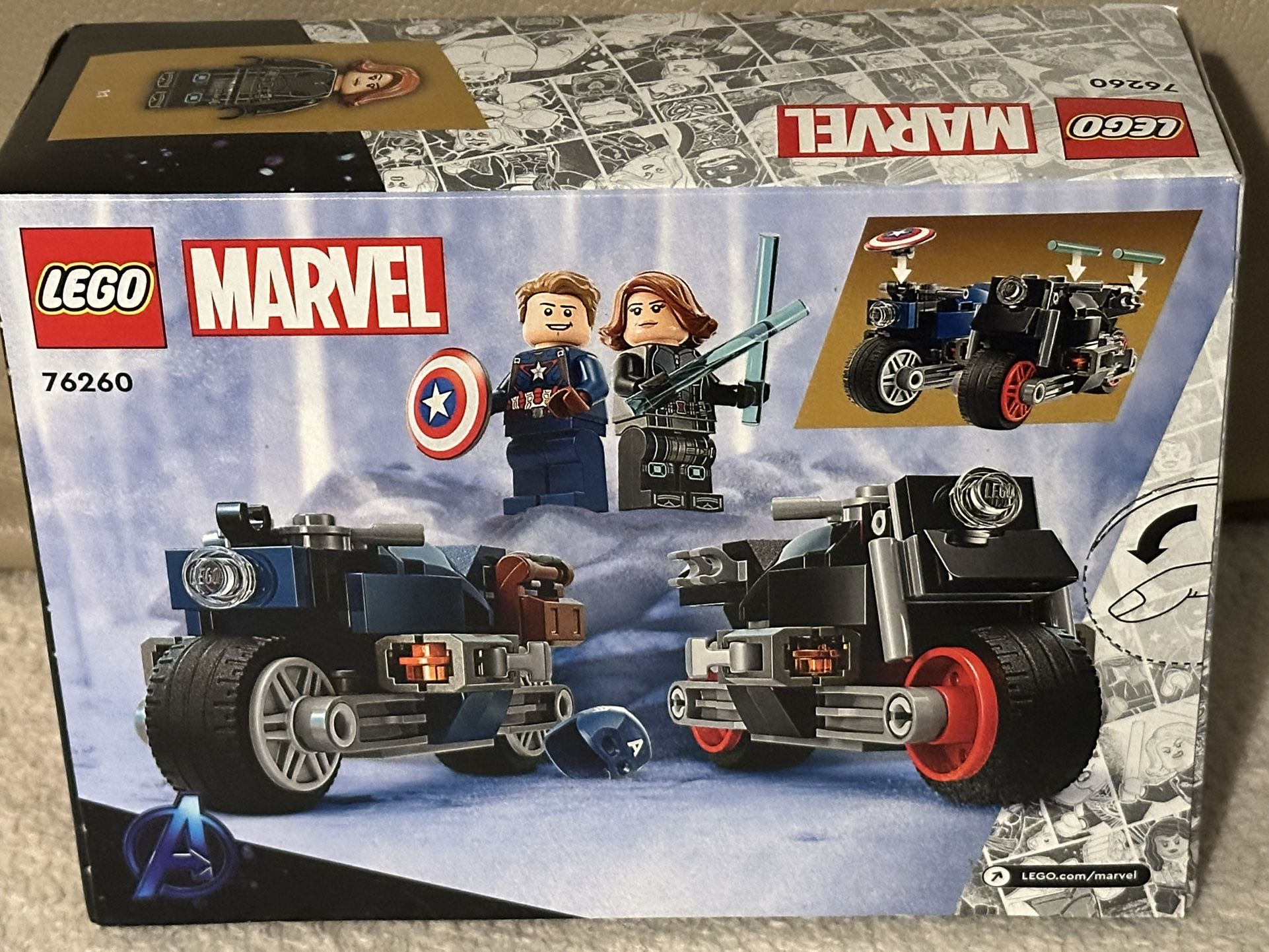 LEGO #76260 Marvel Captain America & Black Widow Motorcycle Brand New