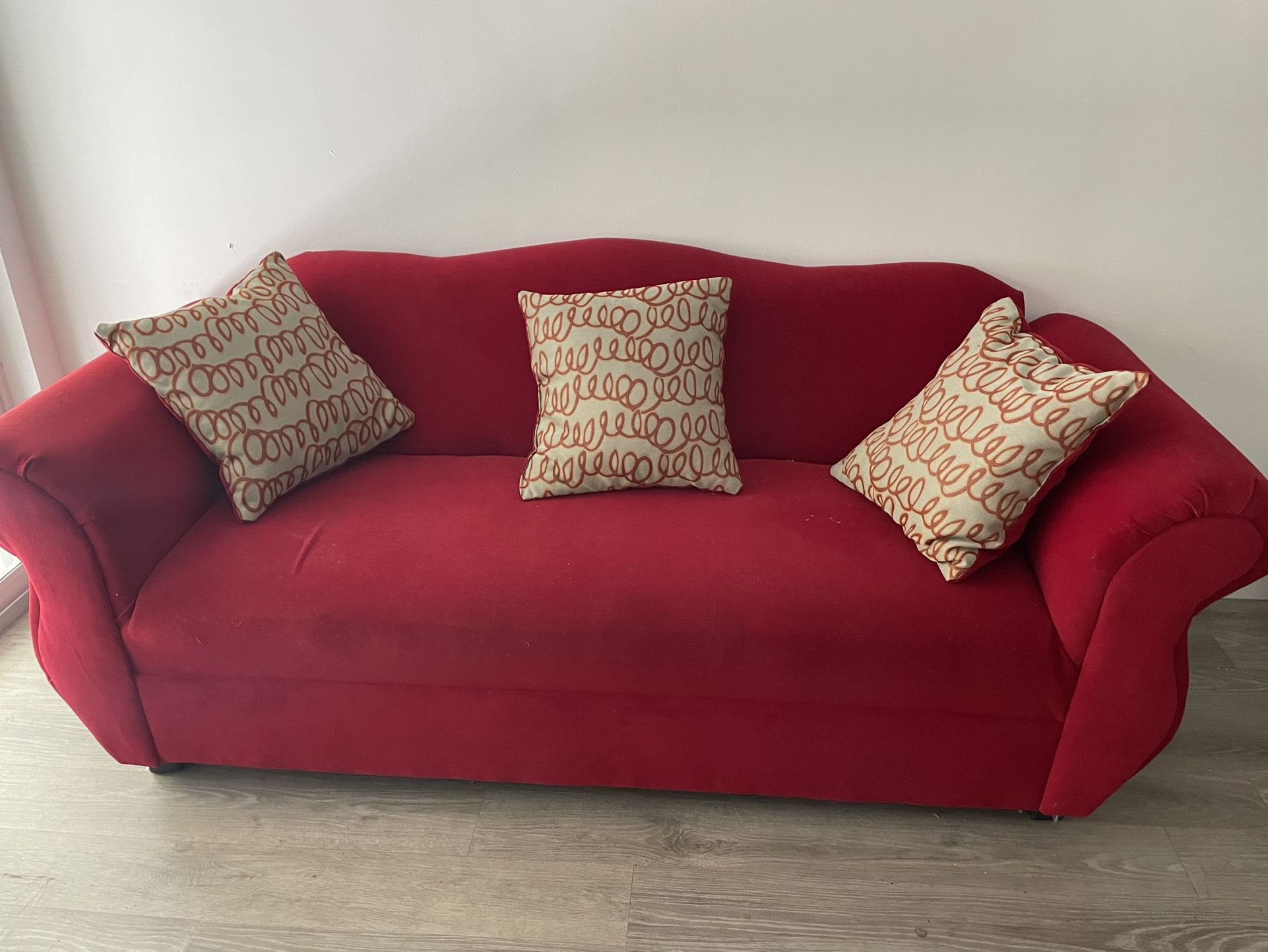 Suede red couch