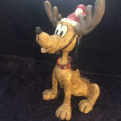 Disney Christmas Pluto Reigndeer Statue 12 Inches