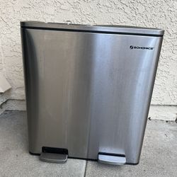 Stainless Steel Double Trashcan (Lid Needs Repair)