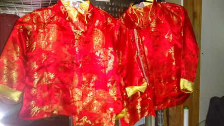 Chinese year costumes red dragon