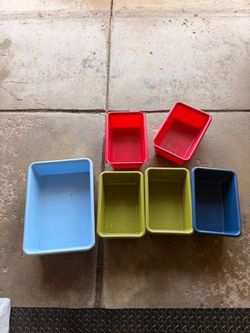 Set of 6 Colorful Plastic Storage Bins