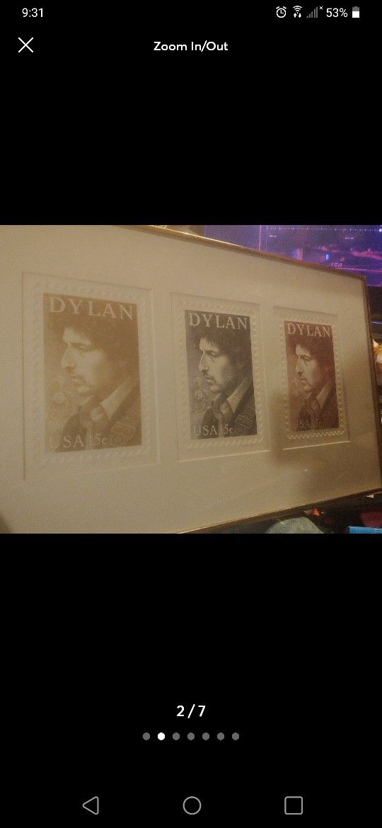 Rare! Artist Proof Bob Dylan Stamps art Framed