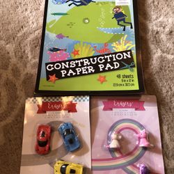 Construction paper and erasers