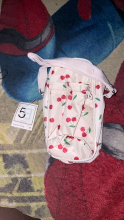 Pink cherry themed water bottle bag