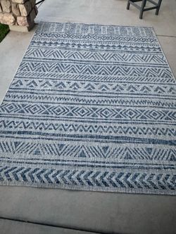 Blue and Gray Geometric Area Rug