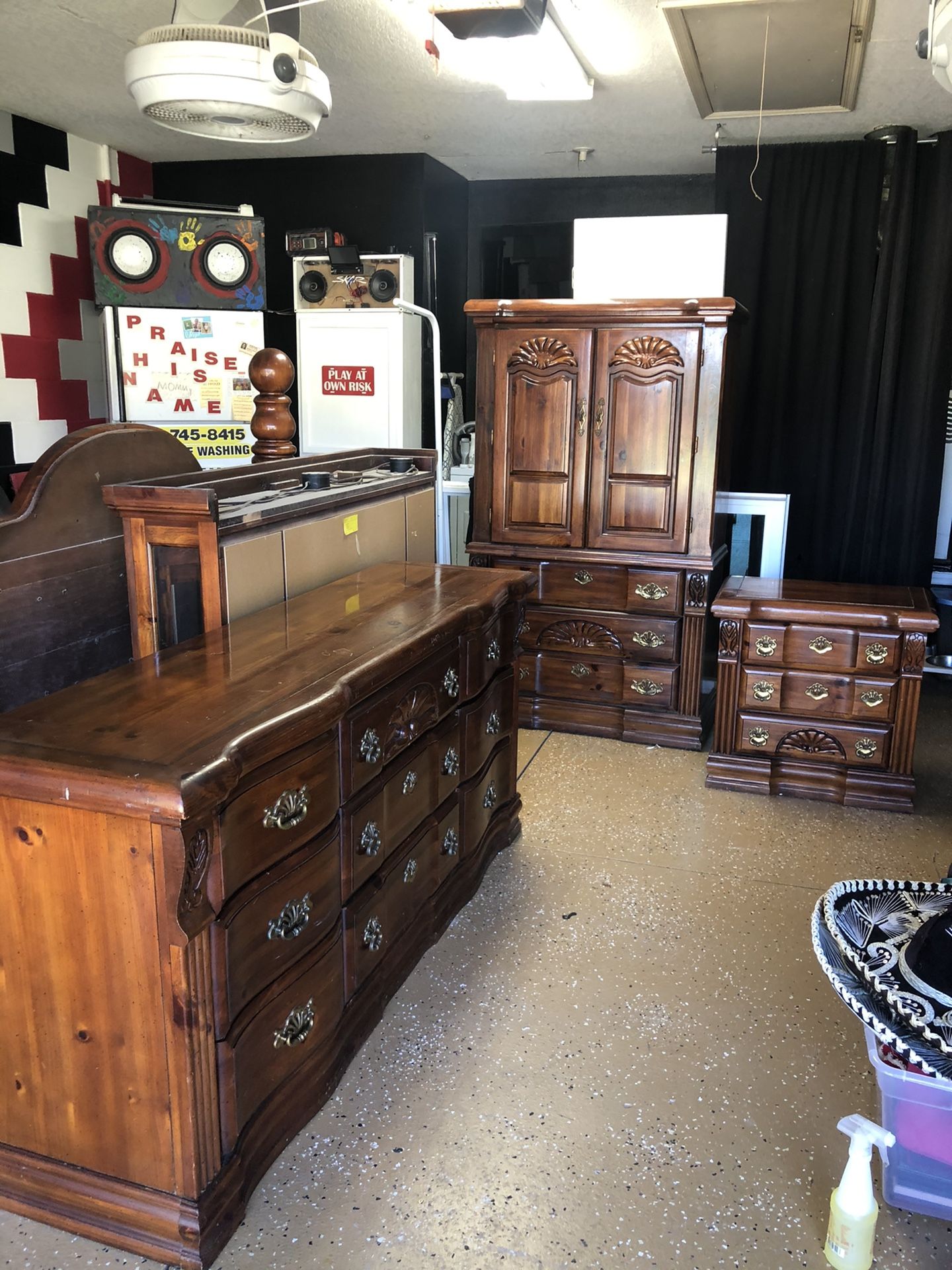 Real Wood heavy queen bedroom set