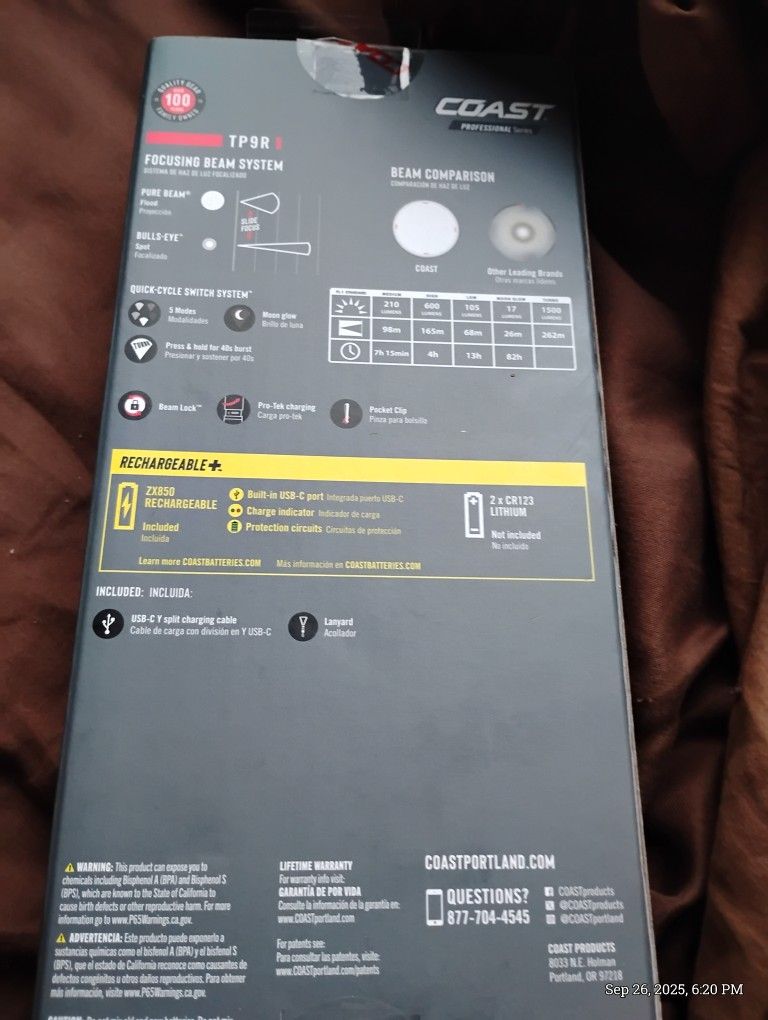 Coast Flashlight 1500 Luminmes Ip54 Edition